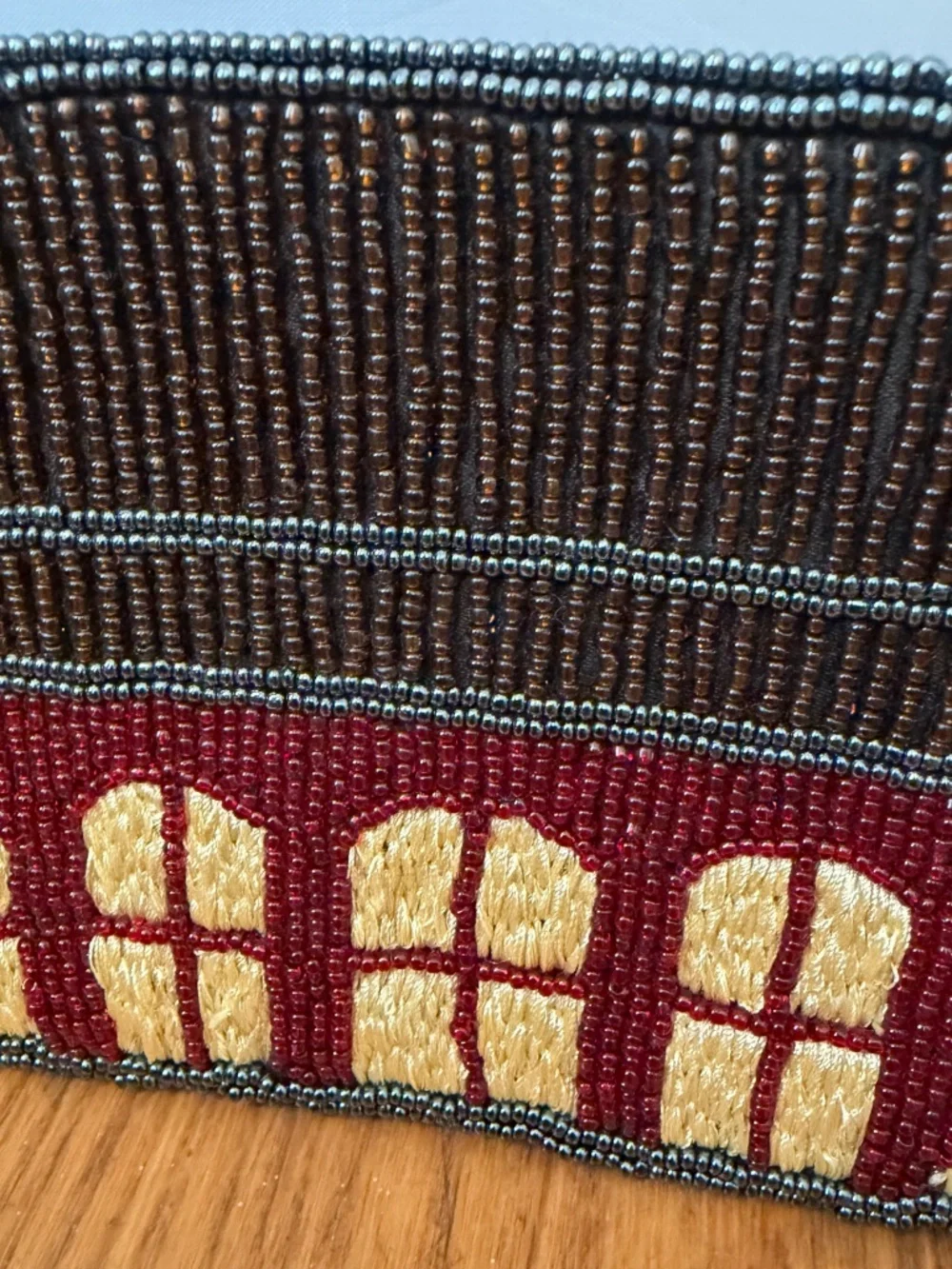 Vintage Shanghai Tang Beaded Pagoda Building Coin Purse Clutch Novelty Pouch NWT